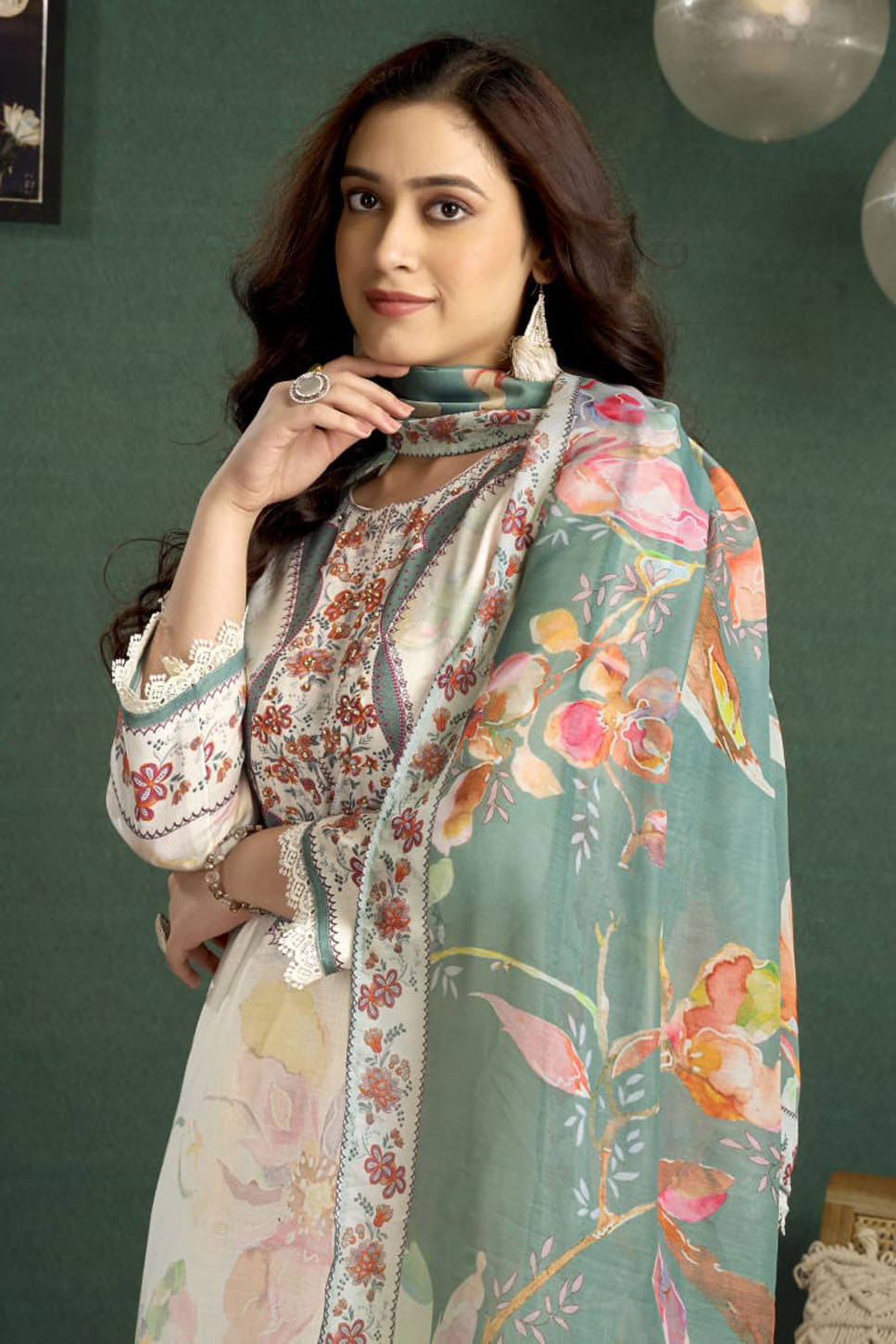 Women’s Floral Printed Straight Kurta Set with Dupatta