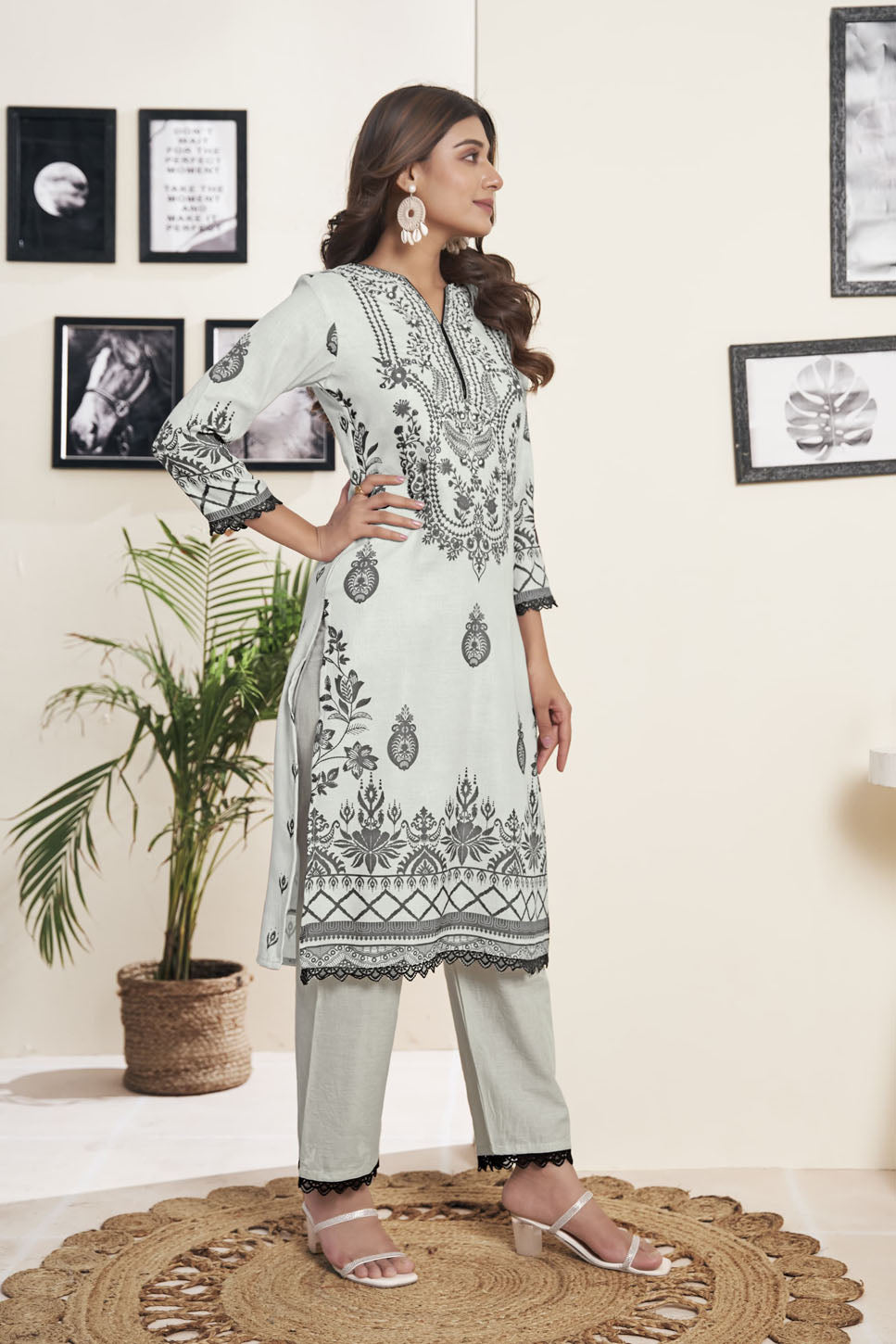 Elegant Prussian Blue Embroidered Co-ord Set