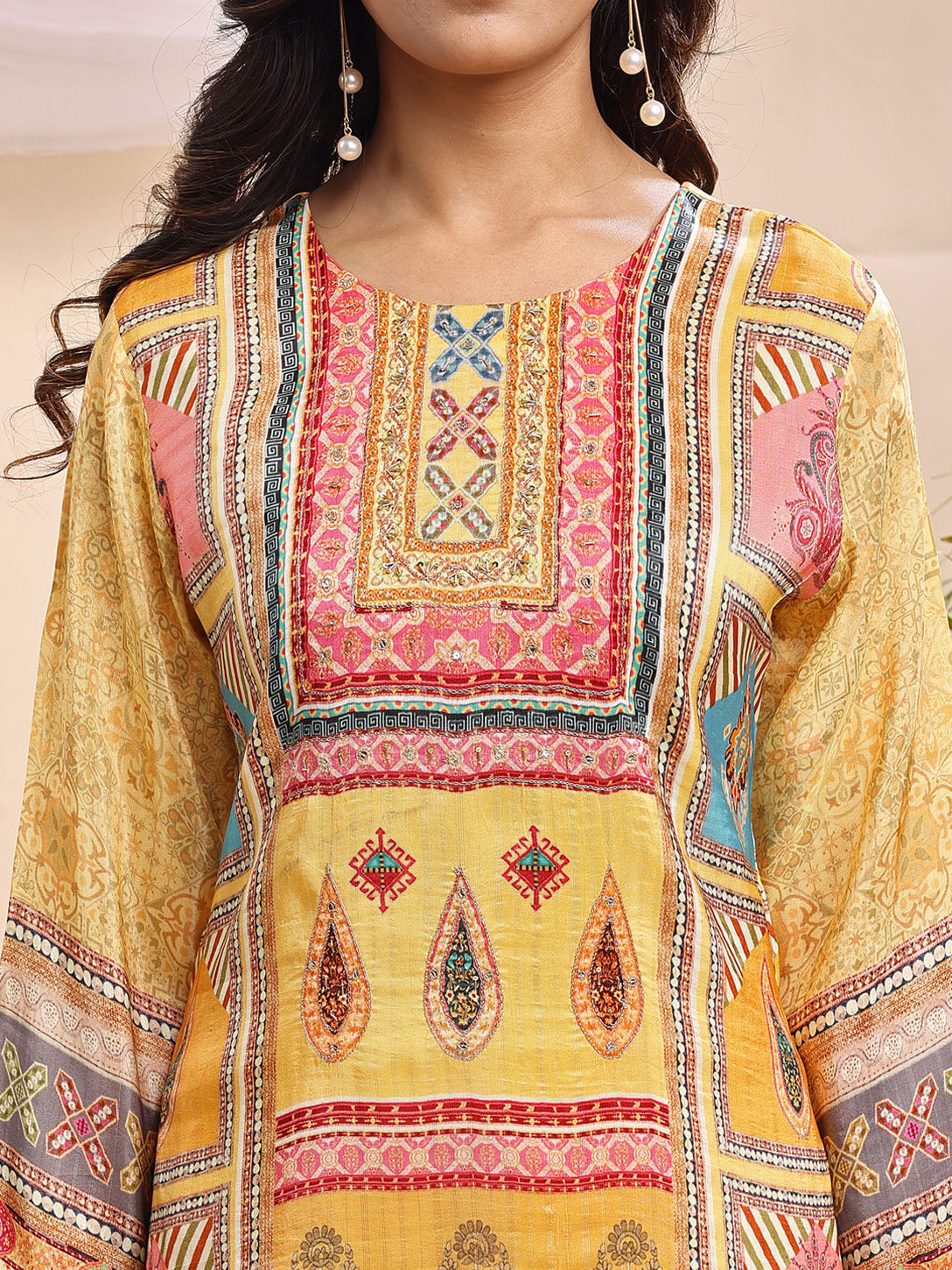 Vibrant Yellow Multicolor Printed Suit with Dupatta