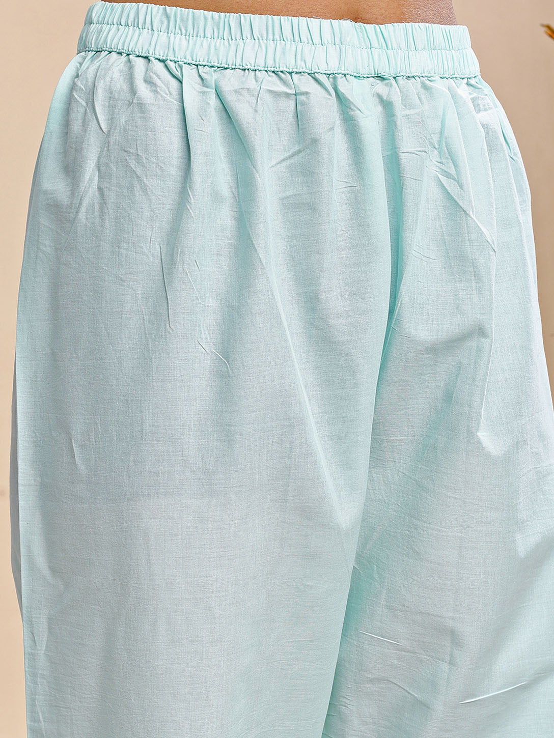 Powder Blue Embroidered 3-Piece Cotton Suit with Printed Dupatta