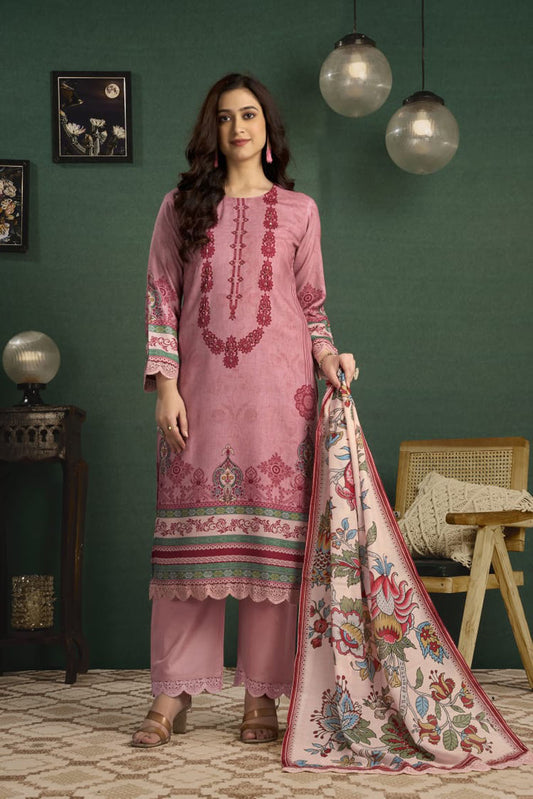Pink Festive Wear Women’s Ethnic Printed Straight Kurta Set with Dupatta