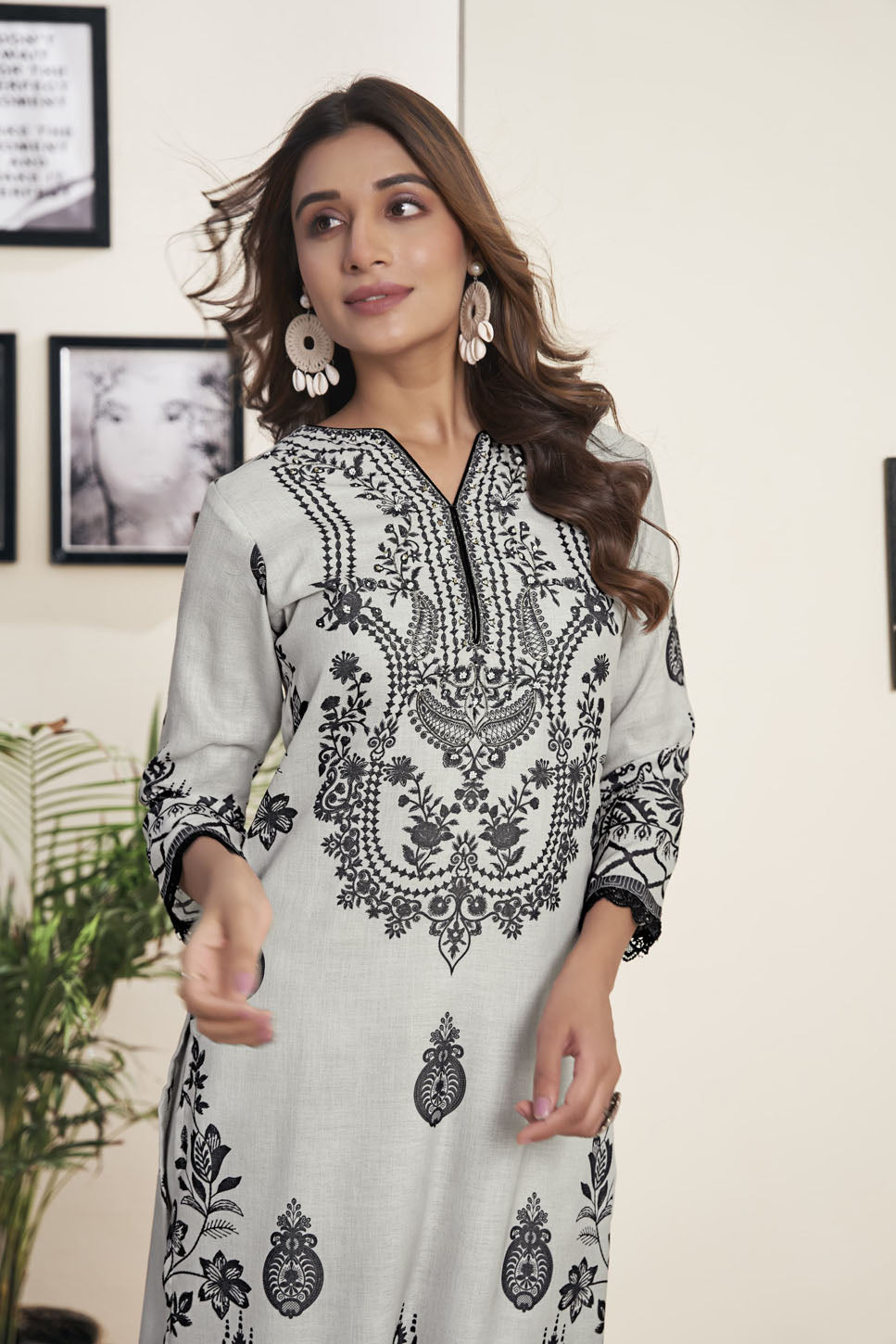 Elegant Prussian Blue Embroidered Co-ord Set