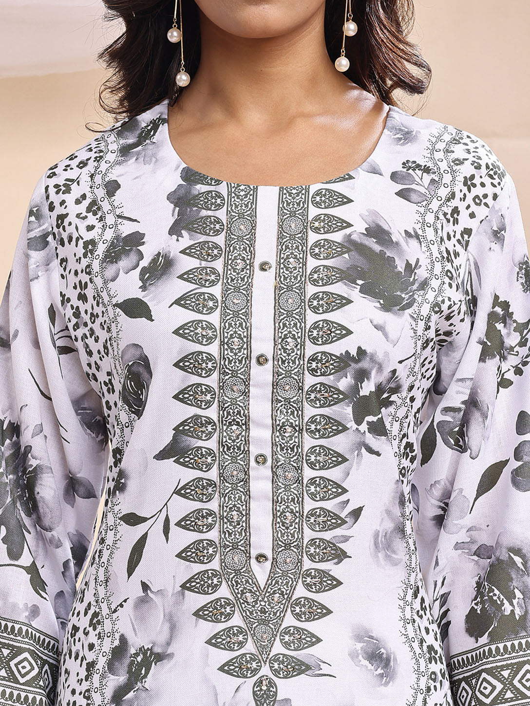 Women's Elegant Floral Printed Pakistani Suit – 3 Piece Set