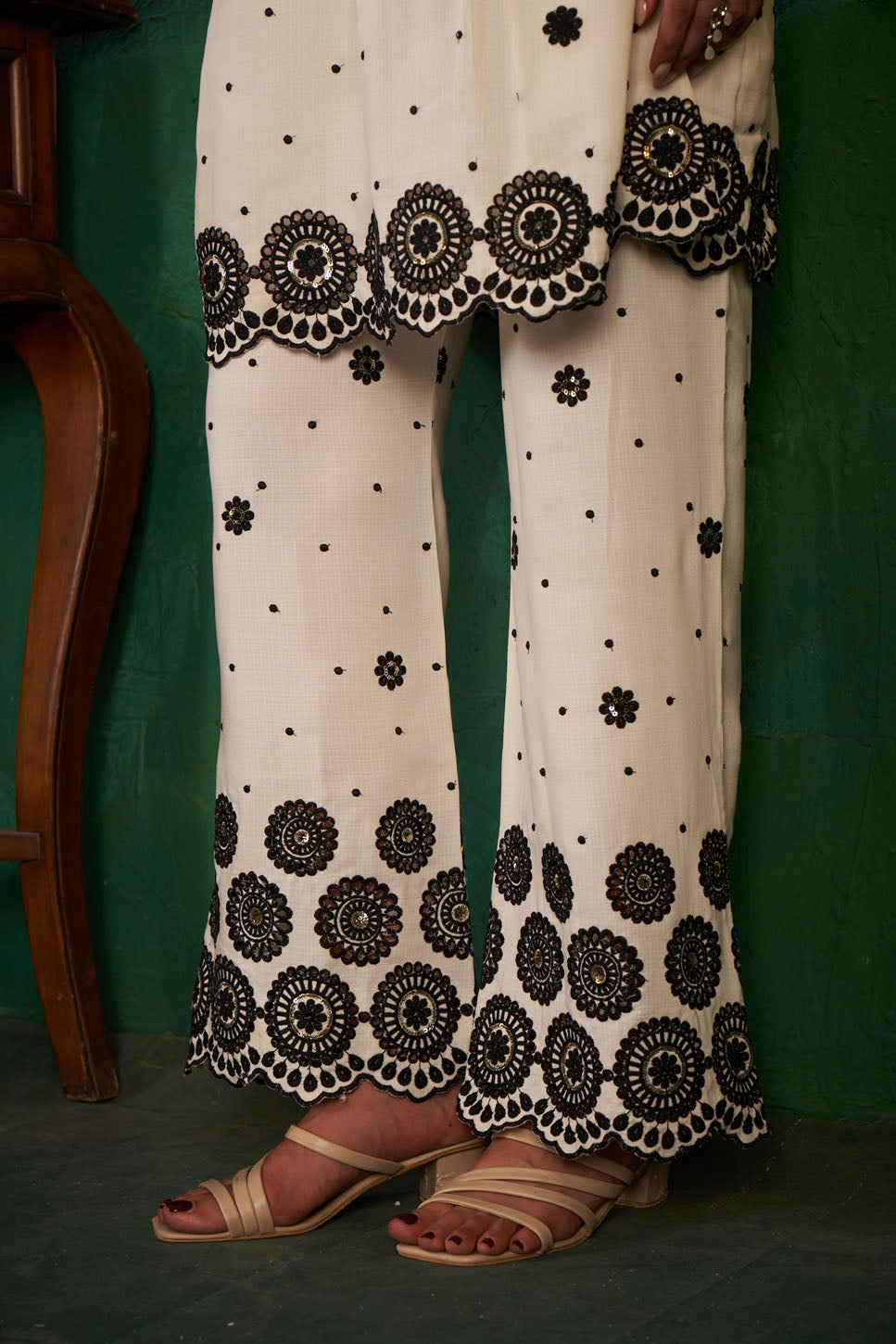Elegant White Embroidered Co-ord Set