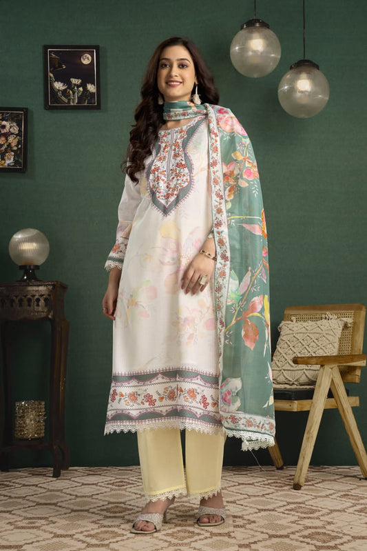 Women’s Floral Printed Straight Kurta Set with Dupatta