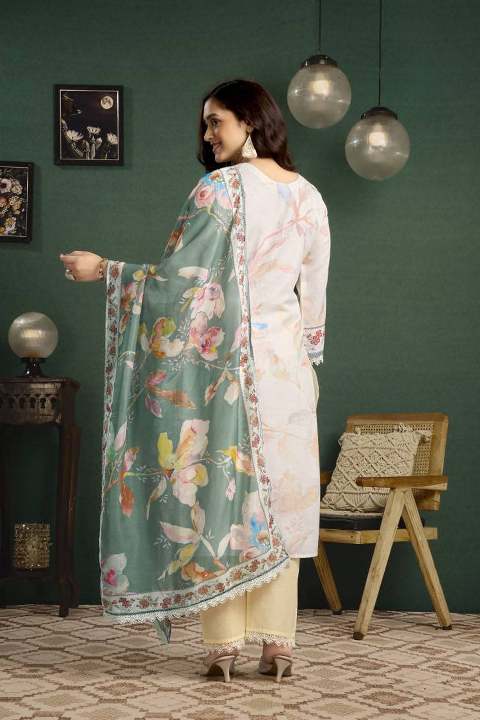 Women’s Floral Printed Straight Kurta Set with Dupatta