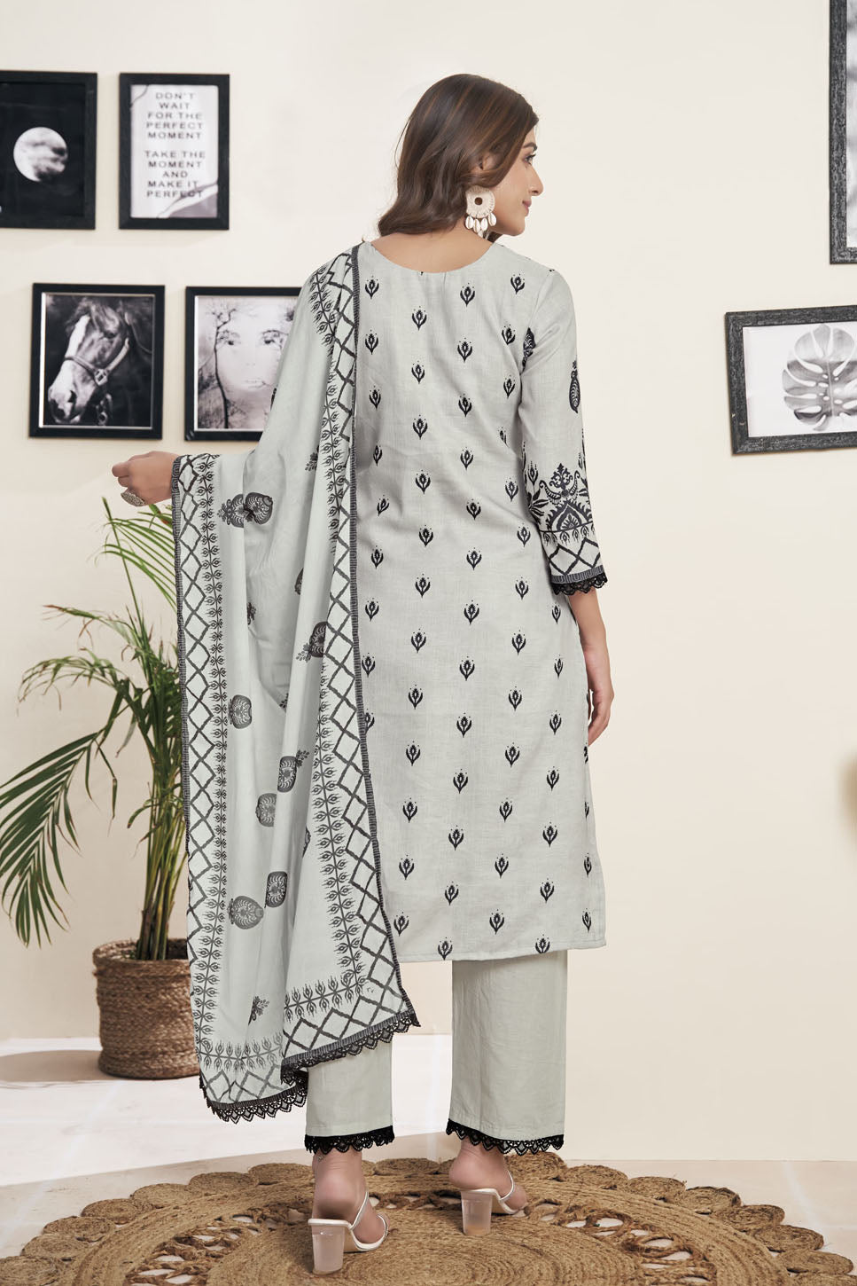 Elegant Prussian Blue Embroidered Co-ord Set