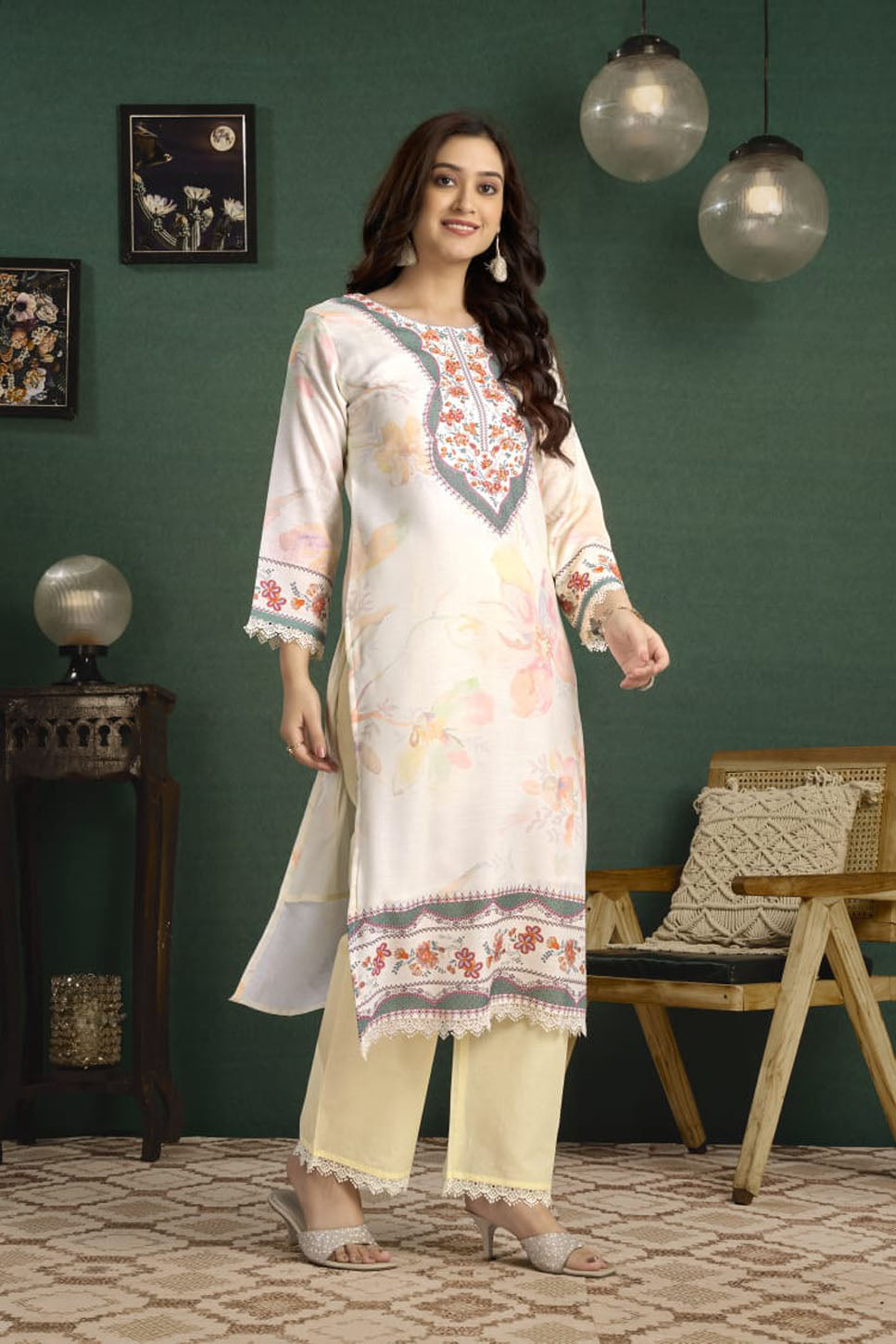 Women’s Floral Printed Straight Kurta Set with Dupatta
