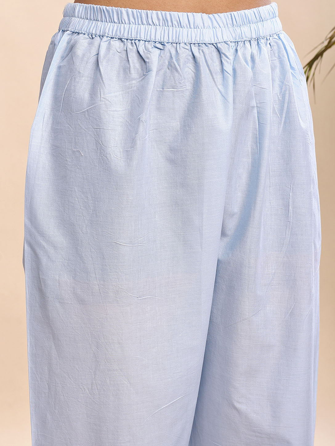 Pastel Blue Embroidered Three-Piece Suit Set