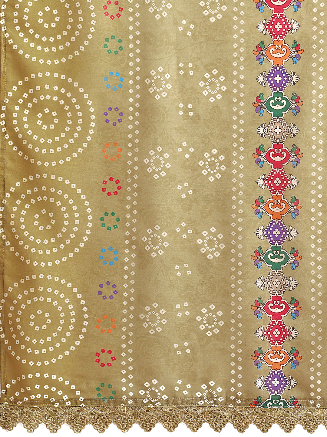 Mustard Yellow Linen Printed Kurta Set with Multicolor Embroidery & Matching Dupatta